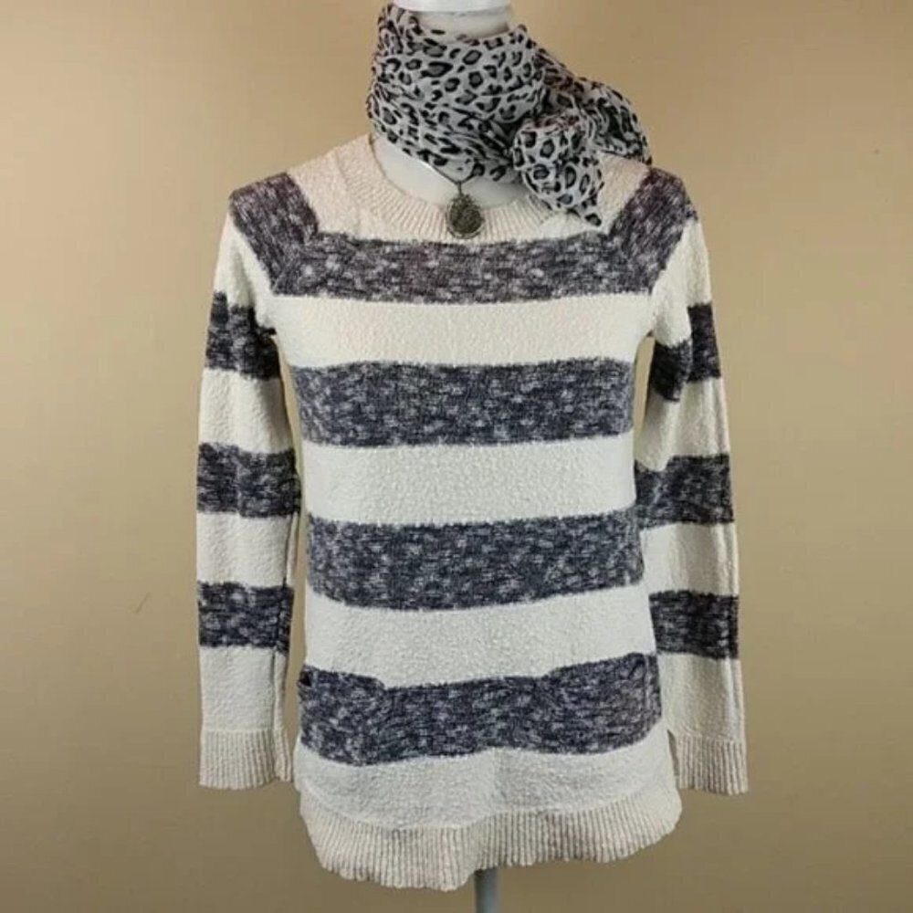 Lou & Grey Marled Black & Cream Crew Neck Sweater